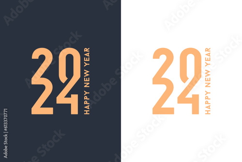 happy new year 2024 with connected numbers typography