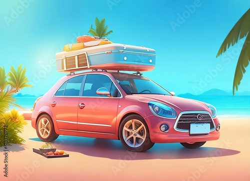 vacation travel with car generated by ai © Ashikur R