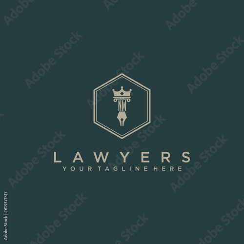 NW initials design modern legal attorney law firm lawyer advocate consultancy business logo vector