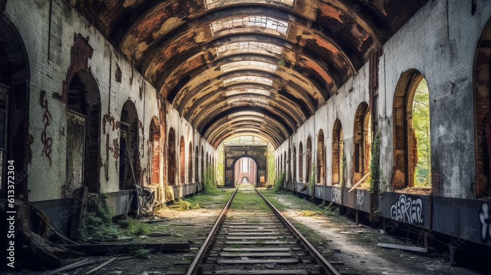 Obraz premium Generative AI, Echos of the Past: Capturing the Abandoned Beauty
