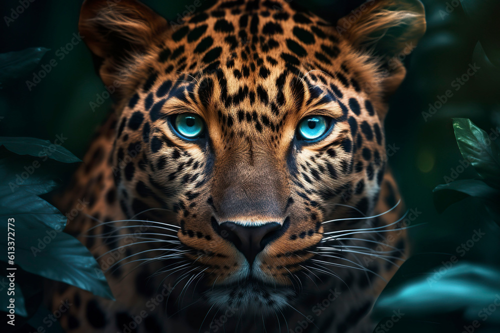 Obraz premium Leopard close-up. Generative AI.