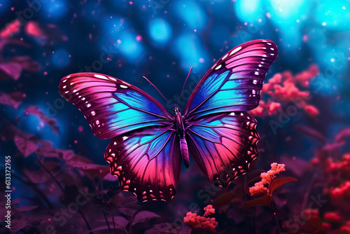 Butterfly, neon colors. Generative AI.