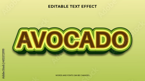 avocado text effect with 3d style	