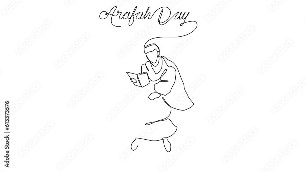 Animated self drawing of single continuous line draw for Arafah Day. Islamic holiday that falls on the 9th day of Dhu al-Hijjah of the lunar Islamic Calendar design concept design concept. Islamic hol Animated self drawing of single continuous line draw for Arafah Day. Islamic holiday that falls on the 9th day of Dhu al-Hijjah of the lunar Islamic Calendar design concept design concept. Islamic hol