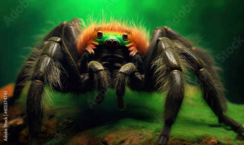 Hairy Tarantula Close-Up Illustration Creepy Fuzzy Spider Insect Generative AI