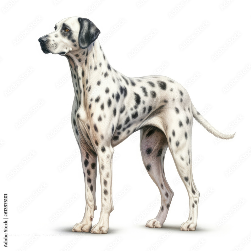 a Dalmatian dog, black and white