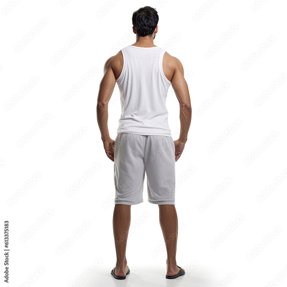 Fototapeta premium a man in a white tank top on his back