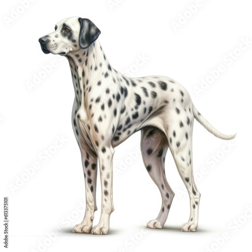 a Dalmatian dog, black and white