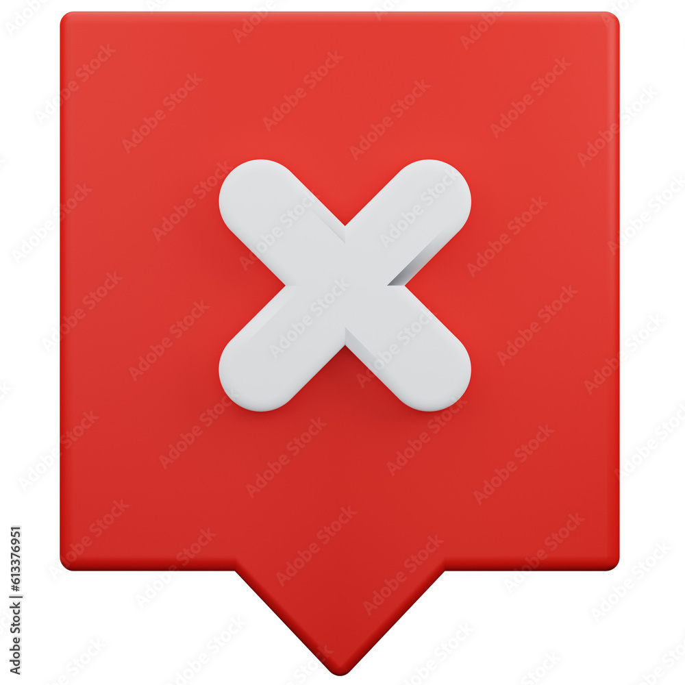 Obraz premium cross mark on speech bubble 3d icon