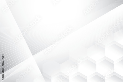 Abstract  white and gray color, modern design stripes background with geometric hexagonal shape, wavy line pattern. Vector illustration.