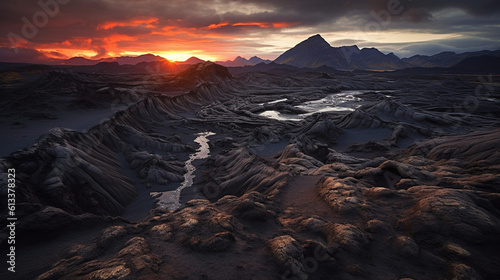 Generative AI, Fiery Eruptions: Capturing the Striking Beauty of Volcanic Landscapes © icehawk33