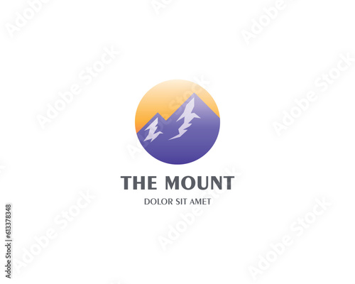 Colorful mountain and sun logo