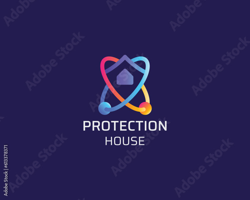 Creative colorful protection house logo gradient