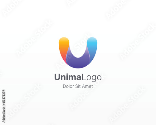 Creative colorful letter u with gradient logo