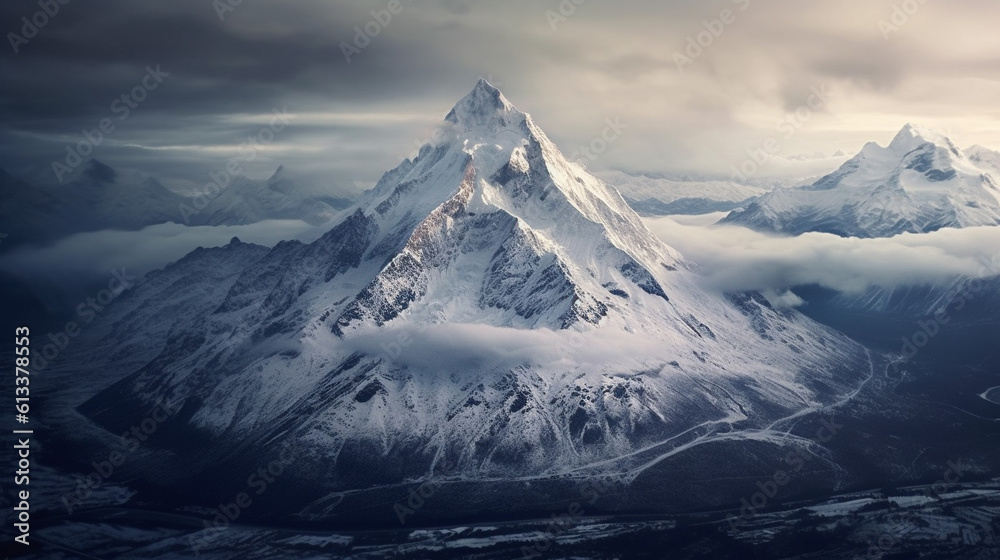 Generative AI, Majestic Majesty: A Captivating View of Snowcapped Peaks Generative AI, Majestic Majesty: A Captivating View of Snowcapped Peaks