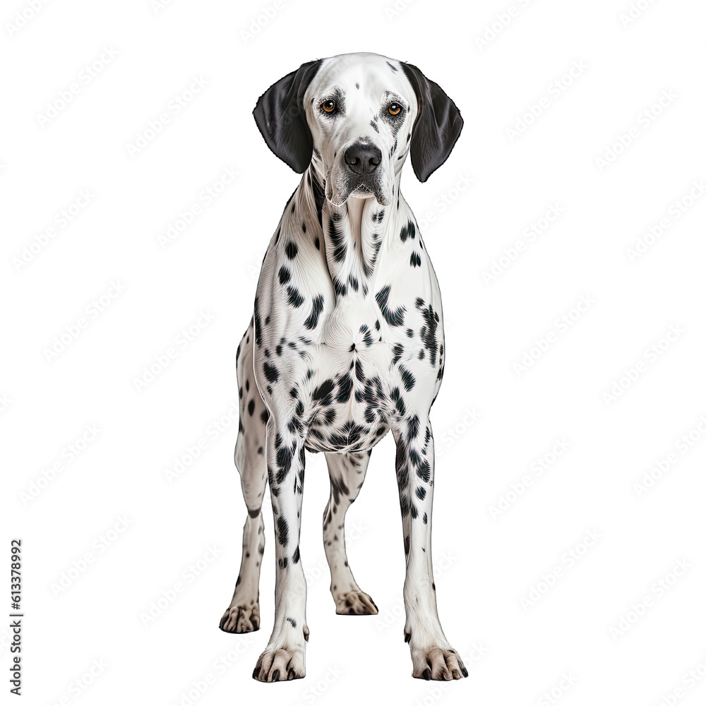 a Dalmatian dog, black and white