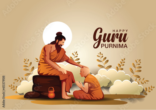 Creative vector Illustration for the Day Of Honoring Celebration Guru Purnima.	