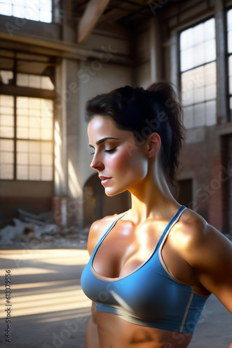 A beautiful brunette in skintight clothing in an abandoned shed. Generative AI_14. Free Download A beautiful brunette in skintight clothing in an abandoned shed. Generative AI_14. - GFXLoad