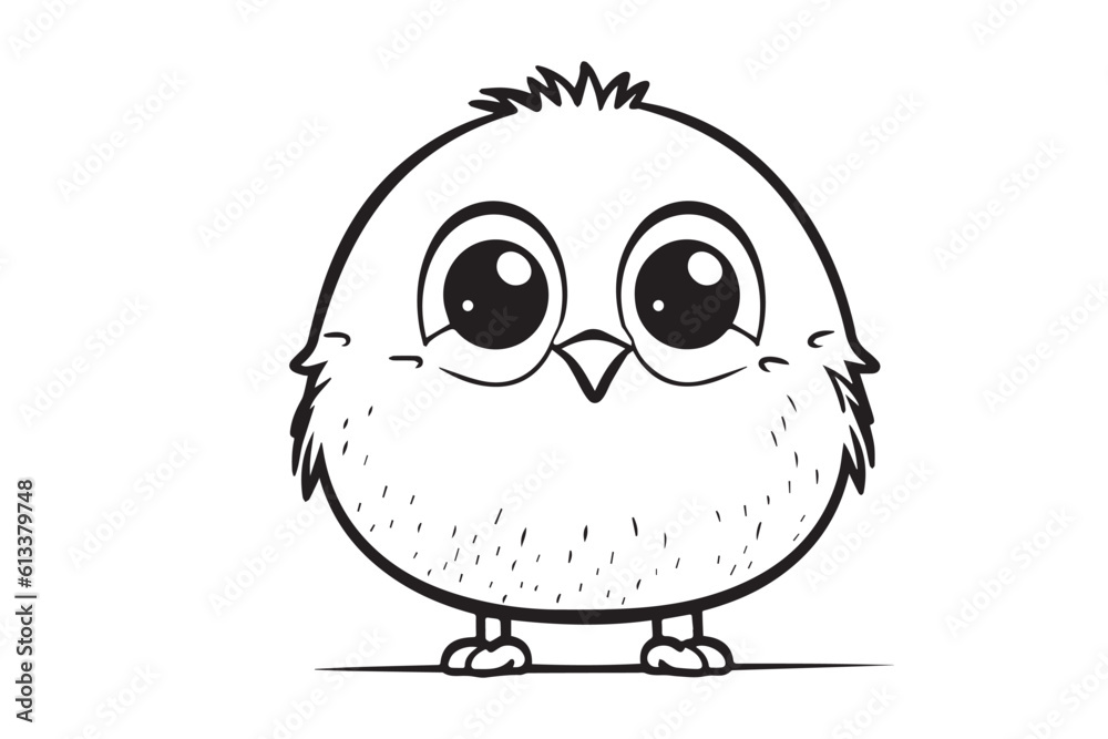Obraz premium Kids Coloring Book, Cute Bird Coloring Pages, Bird Character Vector Illustration