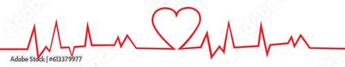 Red heartbeat line icon on white background. Pulse Rate Monitor. Vector illustration.