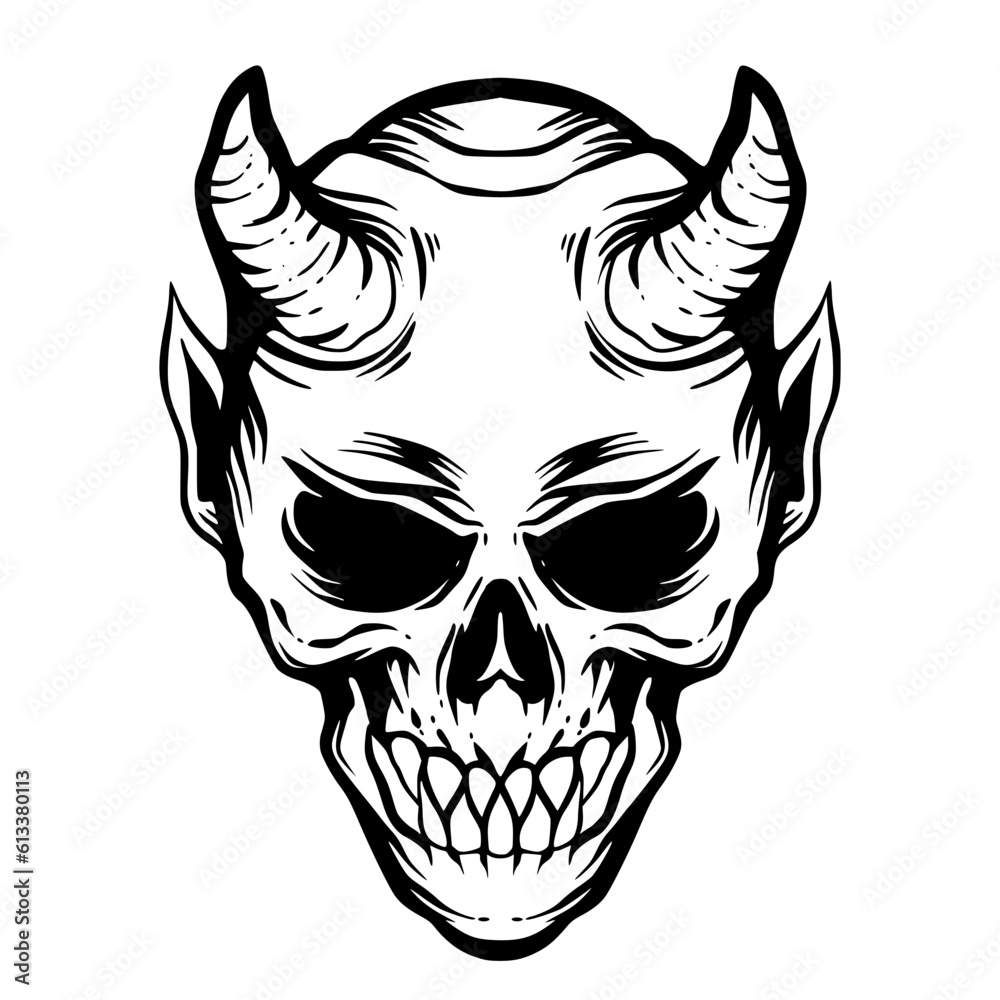 Fototapeta premium Devil skull illustration art logo mascot