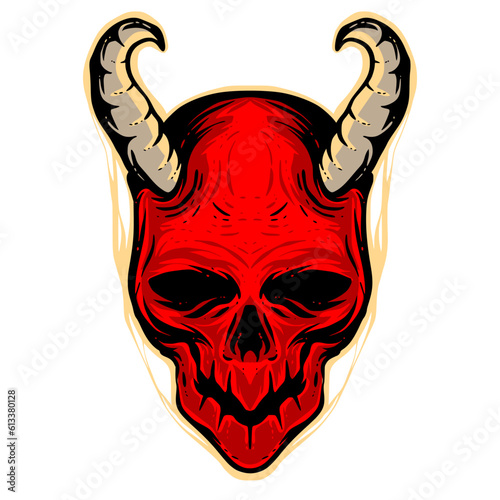 Devil skull illustration art logo mascot