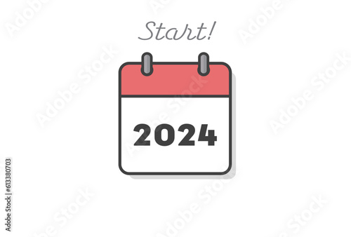 Startの文字が入った2024年のカレンダーのシンプルなアイコン - はがき･年賀状テンプレート