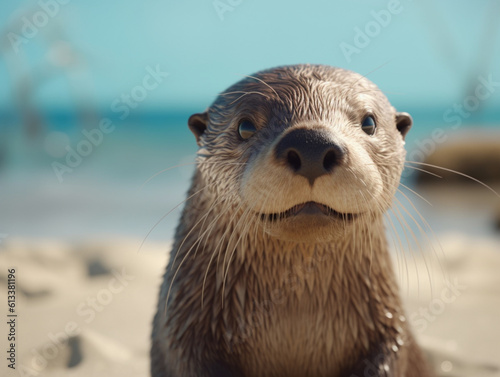 close up on an otter, Generative AI