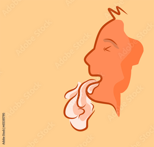 vector illustration of a vomiting baby