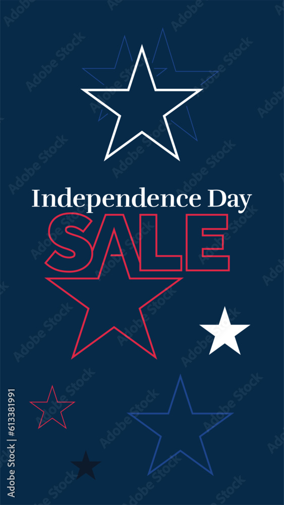 Independence Day Sale, 4th of July Sale, Fourth of July Sale, Red, White, Navy Blue, Vector, EPS, Text, Advertisement, Social Media Post, Star, Abstract Star