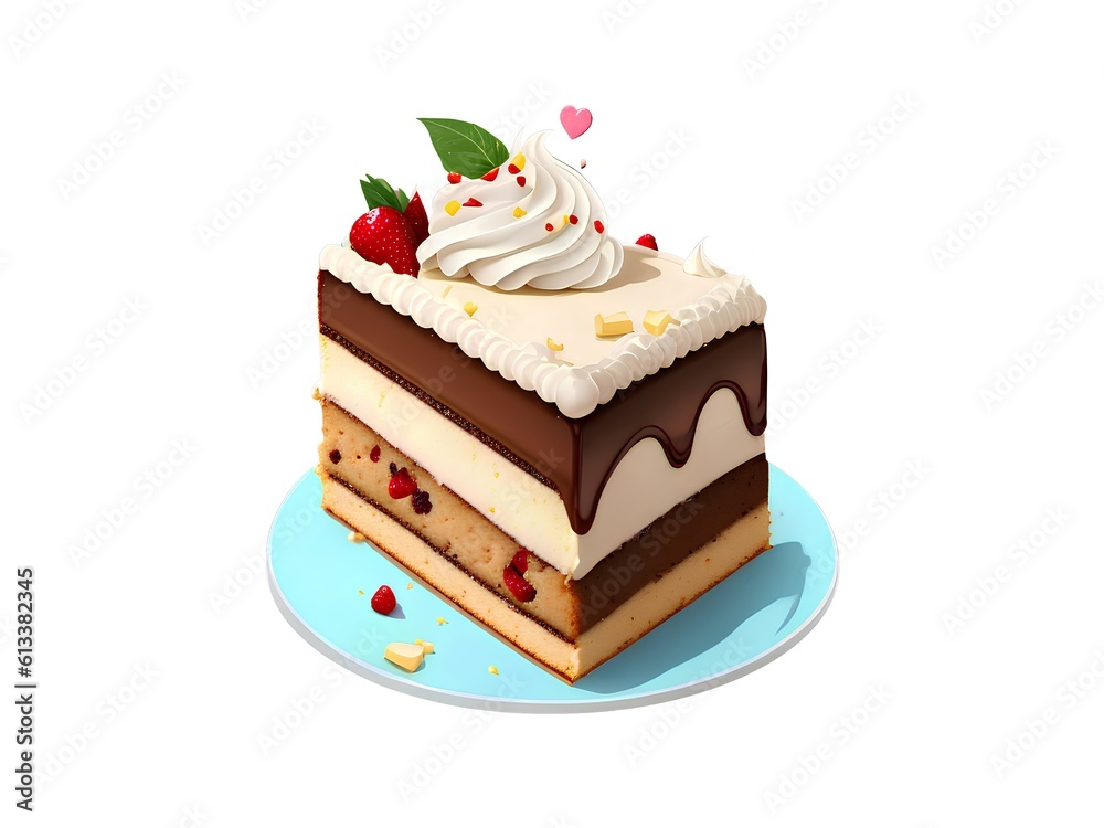 Chocolate cake with 1 delicious cherry, AI-generated Chocolate cake with 1 delicious cherry, AI-generated