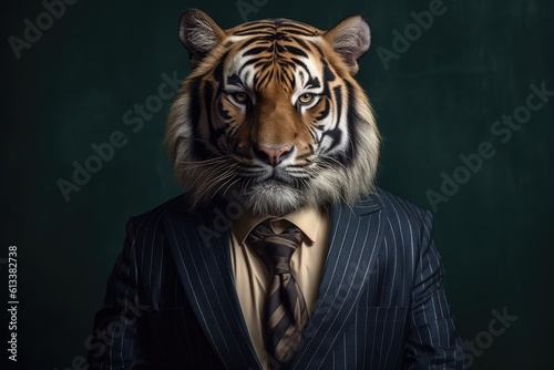 Portrait of a Tiger dressed in a formal business suit