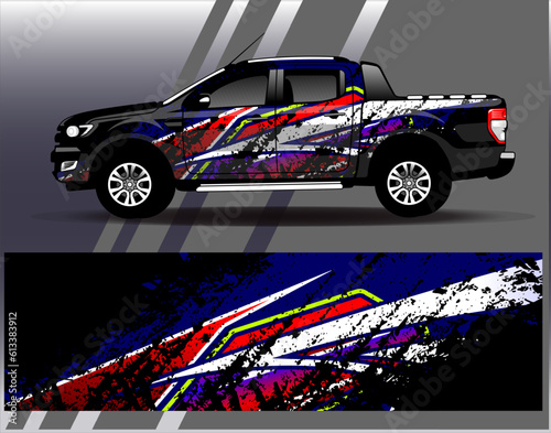 Car wrap design vector.Graphic abstract stripe racing background designs for vehicle, rally, race, adventure and car racing livery