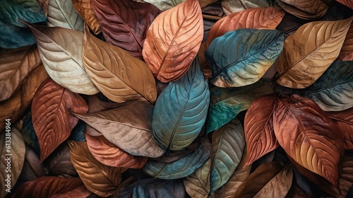Abstract boho leaves  earth tones  intricate details Generative AI