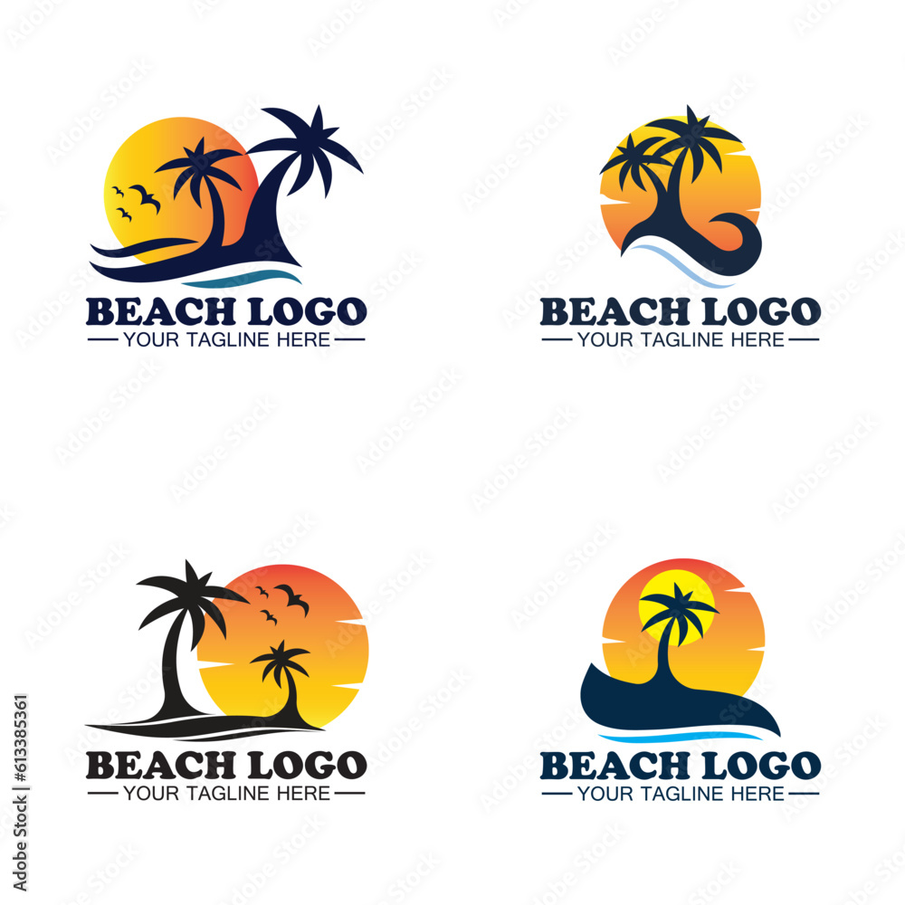 Naklejka premium Beach logo design Vector template