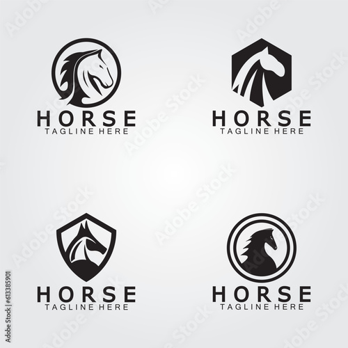 Black horse head silhouette logo vector illustration