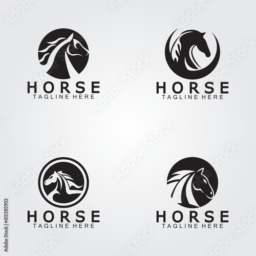 Black horse head silhouette logo vector illustration