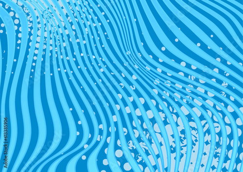Blue curved waves waves abstract corporate background. Vector halftone design