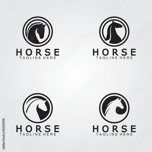 Black horse head silhouette logo vector illustration