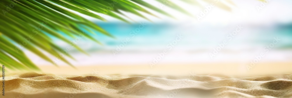 Beach landscape for summer. Beautiful beachscape with palm trees, clear skies and blue waters