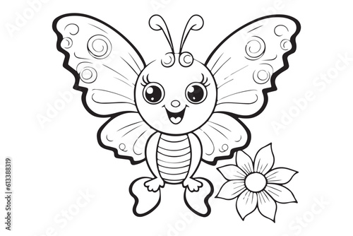 Kids Coloring Pages  Butterfly Coloring Pages  Funny  Butterfly Character Vector Illustration 