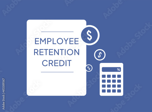 Employee retention tax credit concept illustration. Diverse professionals symbolize workforce retention benefits. Vibrant visuals highlight tax credit value for businesses