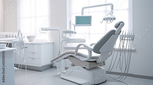 Dental chair with medical tools  Generative AI