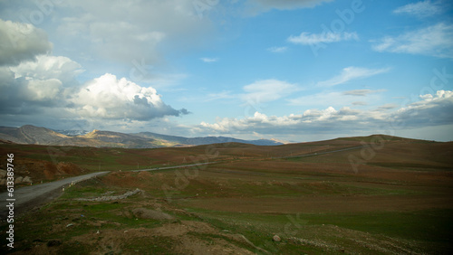 green and brown landscape in uzbekistan