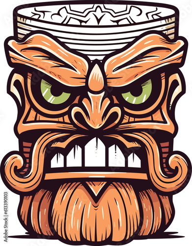 tiki festival, tiki man vector illustration, tiki man art for t-shirt design, sticker and wall art