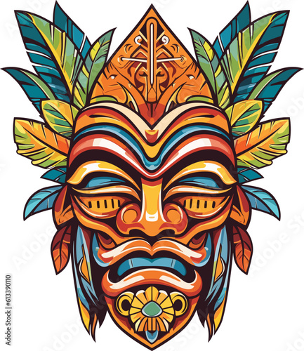 tiki festival, tiki mask vector illustration, tiki masks for t-shirt design, sticker and wall art