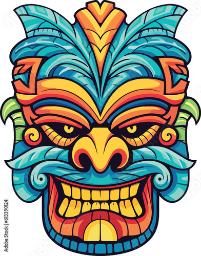 tiki festival, tiki mask vector illustration, tiki masks for t-shirt design, sticker and wall art