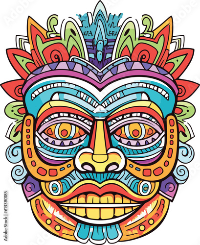 tiki festival, tiki mask vector illustration, tiki masks for t-shirt design, sticker and wall art