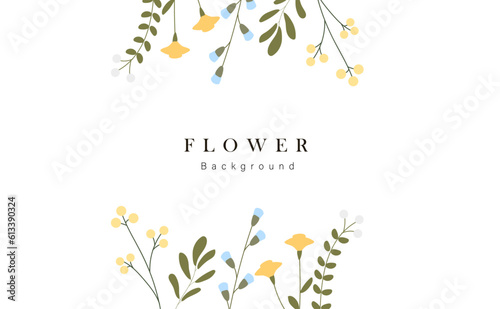 Spring floral art background vector. Botanical hand drawn flowers, leaves, petal plants. Blossom design illustration for wallpaper, banner, print, poster, cover, greeting and invitation