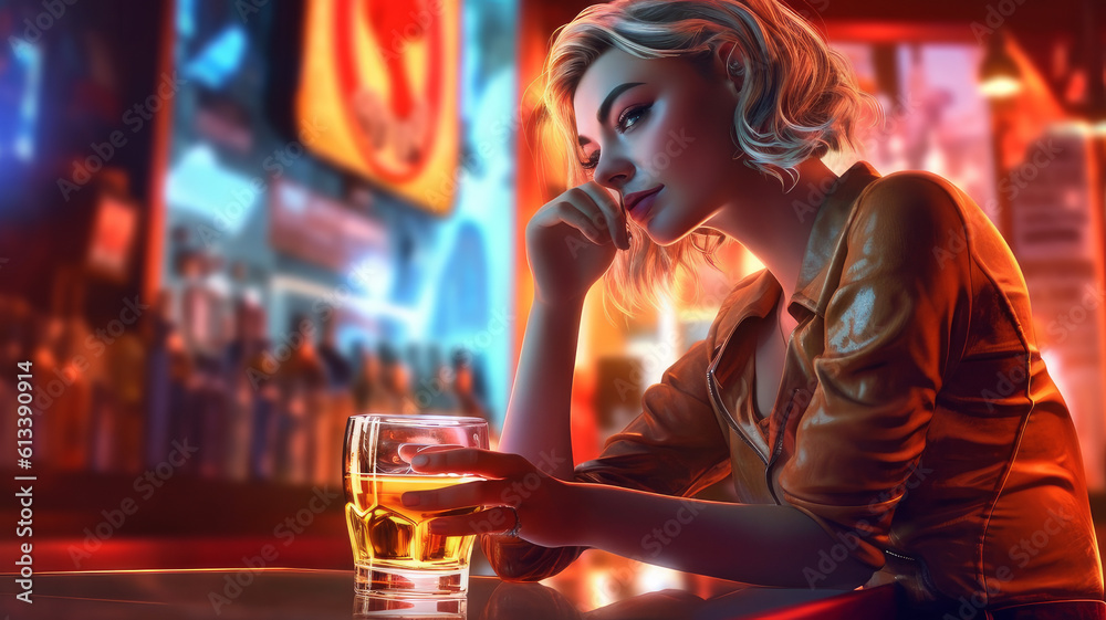 woman drinking at the bar woman drinking at the bar
